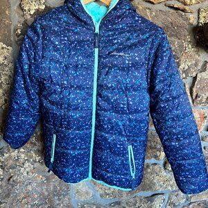Eddie Bauer Youth Girls Reversible Faux Fur Plush Jacket Blue Size L (14/16)
